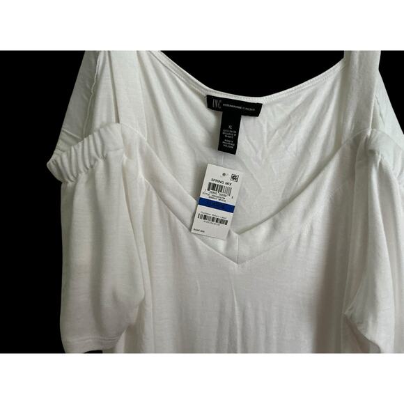 INC INTERNATIONAL CONCEPTS Woman’s White Cold Shoulder Rayon Blouse Size XL NWT - Picture 3 of 9